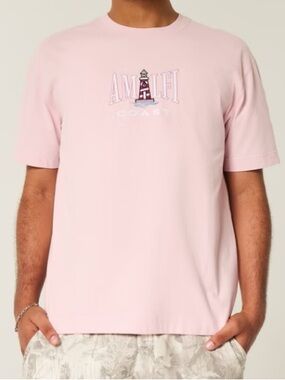 Hollister Pink Amalfi Coast Graphic Tee - Men